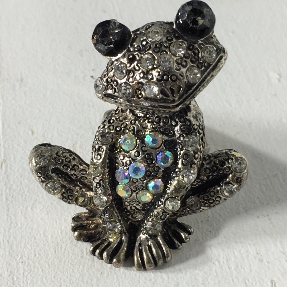 Vintage Rhinestone Frog Ring